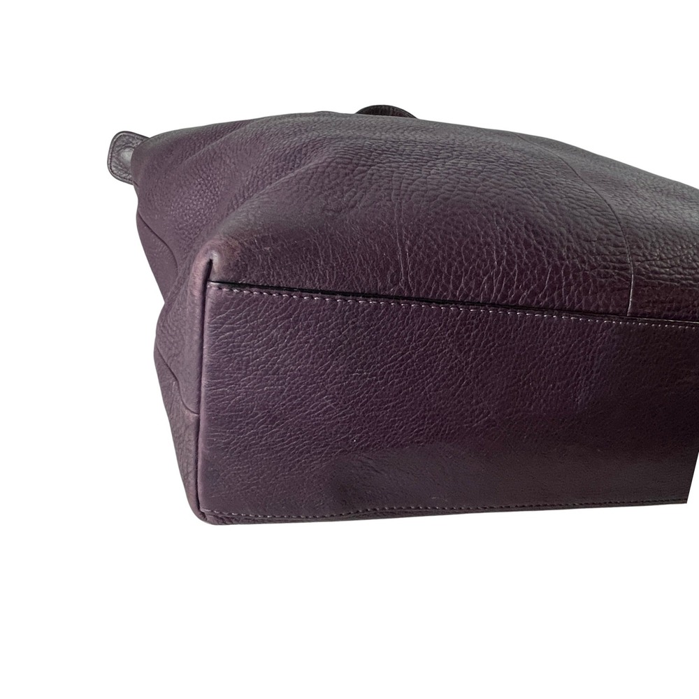 Coach Madison Phoebe Tote Pebbled Leather Plum Shoulder Bag Slouchy Zip Top - Picture 10 of 15